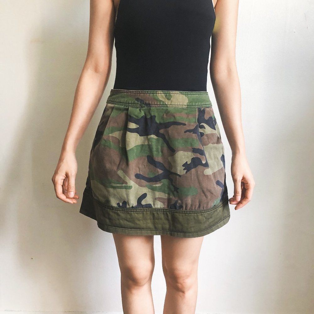 TRIPP NYC Camo Army Green Military Mini Skirt